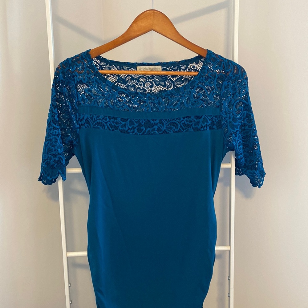 Kimi + Kai Lace Maternity Dress, Size Medium, Teal